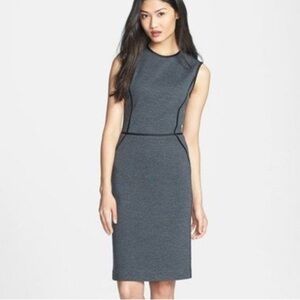 Tory Burch Marcia Wool Sheath Dress Charcoal Gray Workwear Office, Size Large